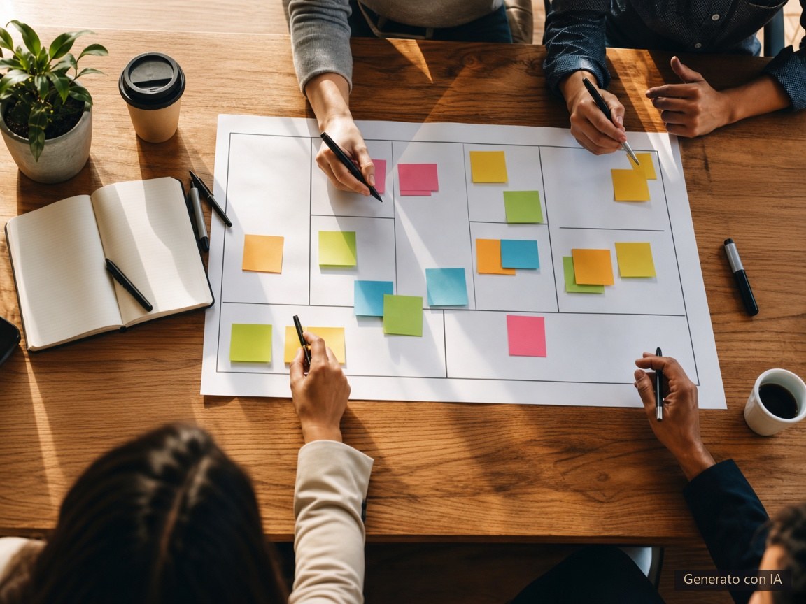 Business model canvas, post-it e brainstorming